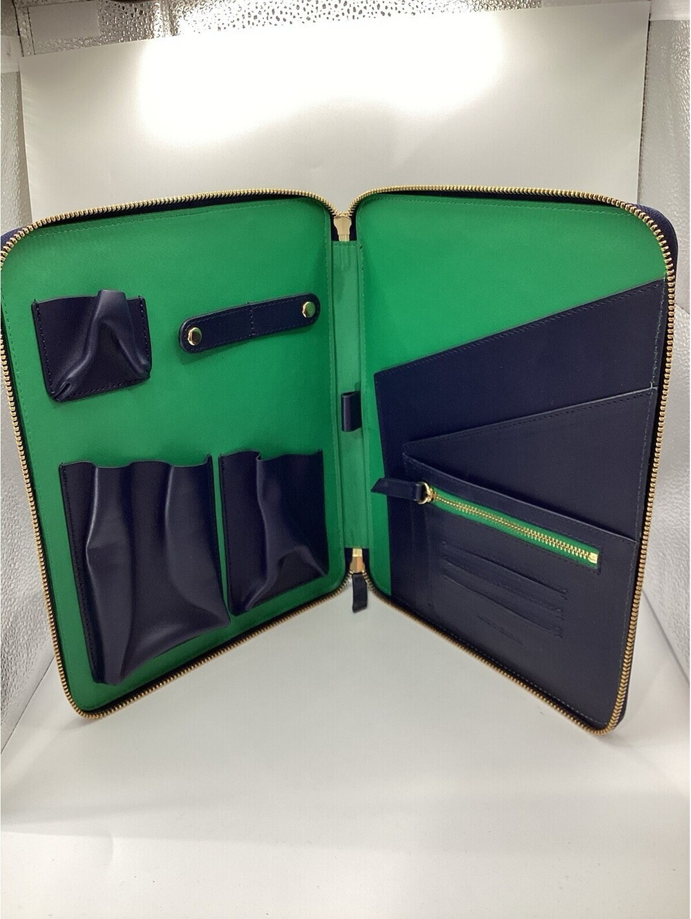 Mark & Graham Essential Tech Folio Zip Around Case Navy/Green